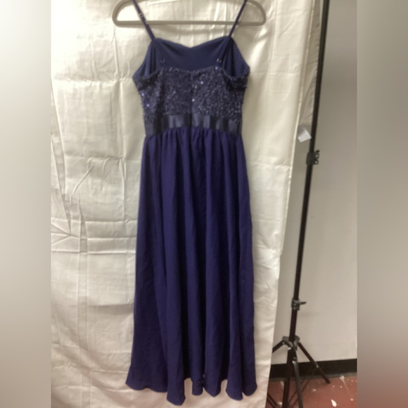 A-Line Floor Length Chiffon Sequined Bridesmaid Dress - Picture 2 of 4